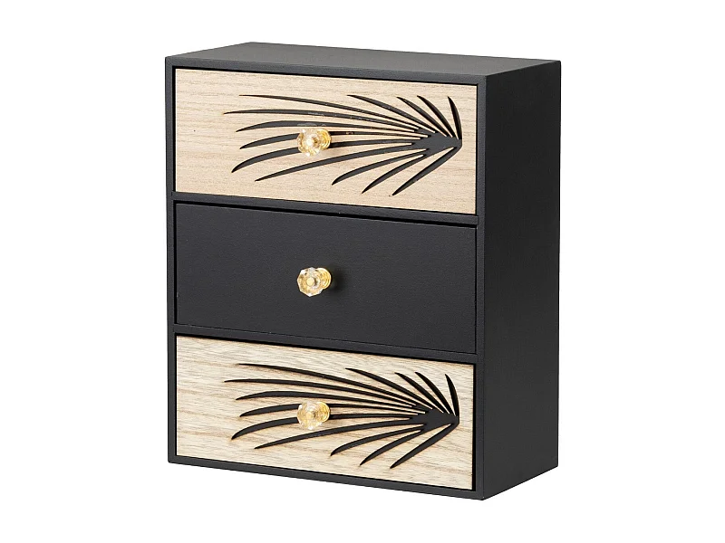 Joyero 3 Cajones Madera Talla 24x12x29 Cm