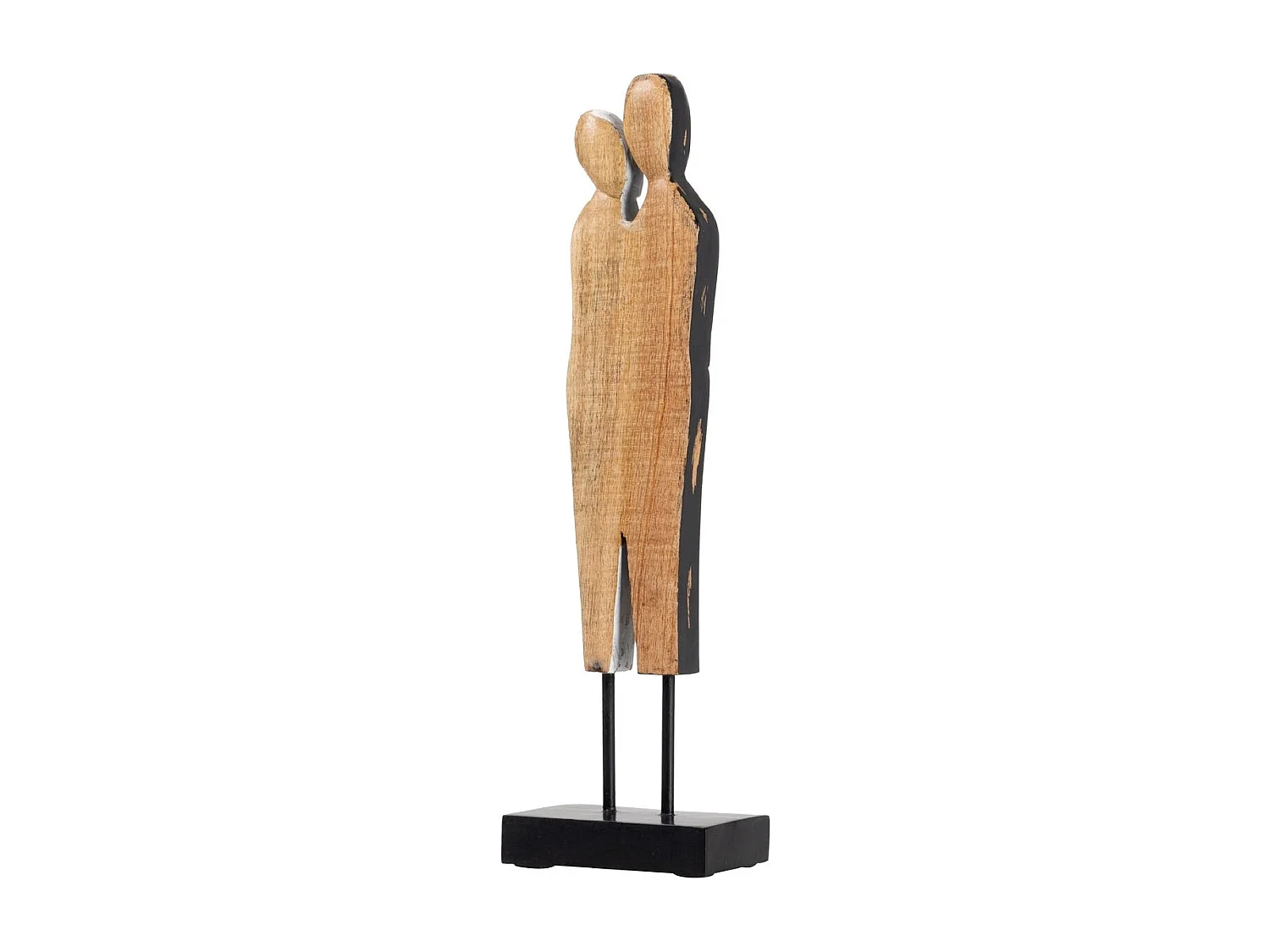 Figura Pareja Metal Madera Mango 14x9x49 Cm
