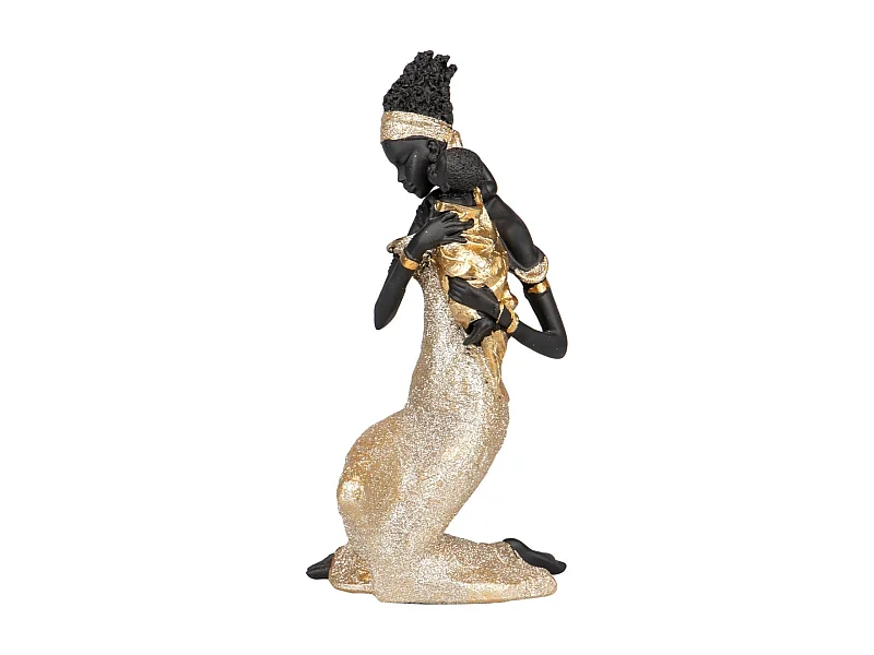 Figura Massai C/niño Resina 14x10x24 Cm