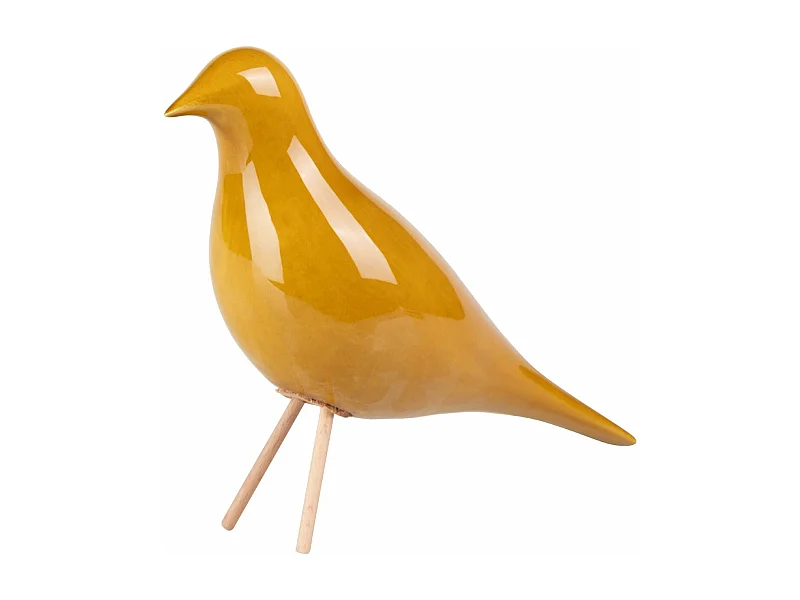 Pajaro Ceramica Amarillo 25x10x21 Cm