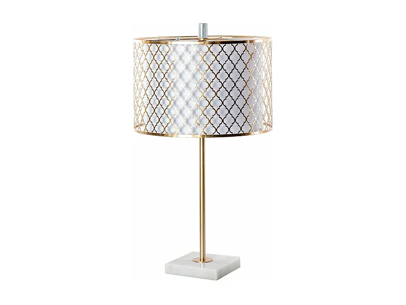 Lampara Sobremesa Metal Dorada-blanca 35x35x60 Cm