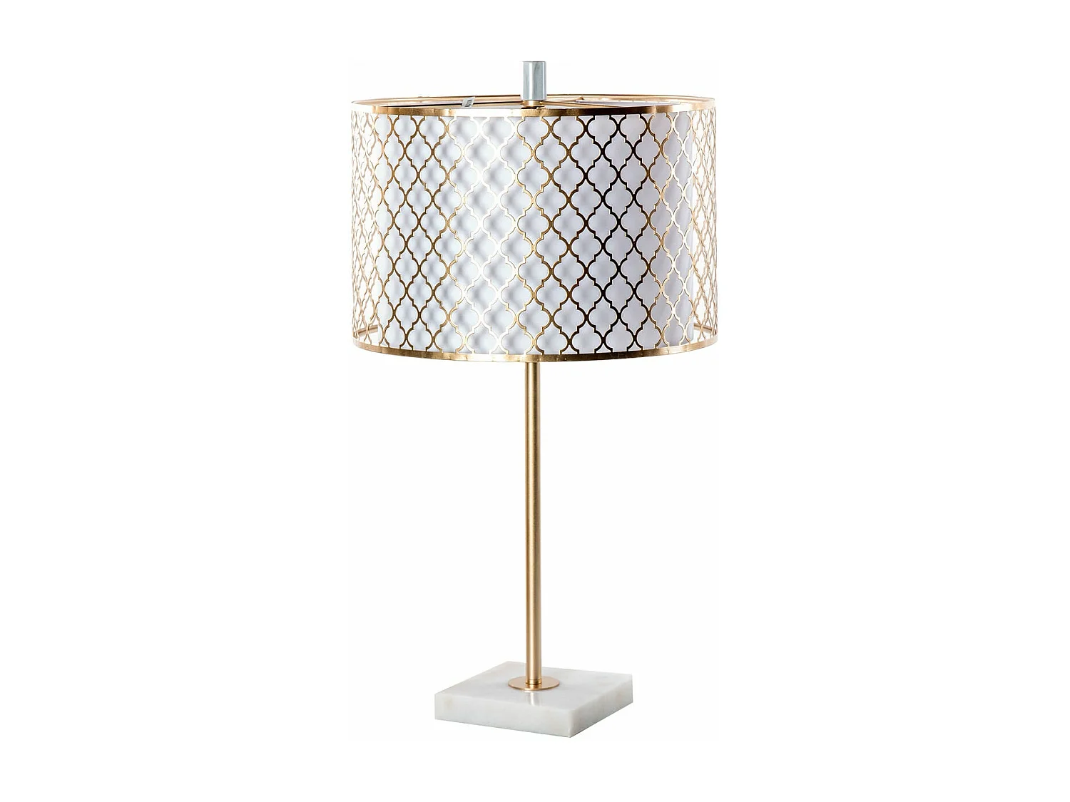 Lampara Sobremesa Metal Dorada-blanca 35x35x60 Cm