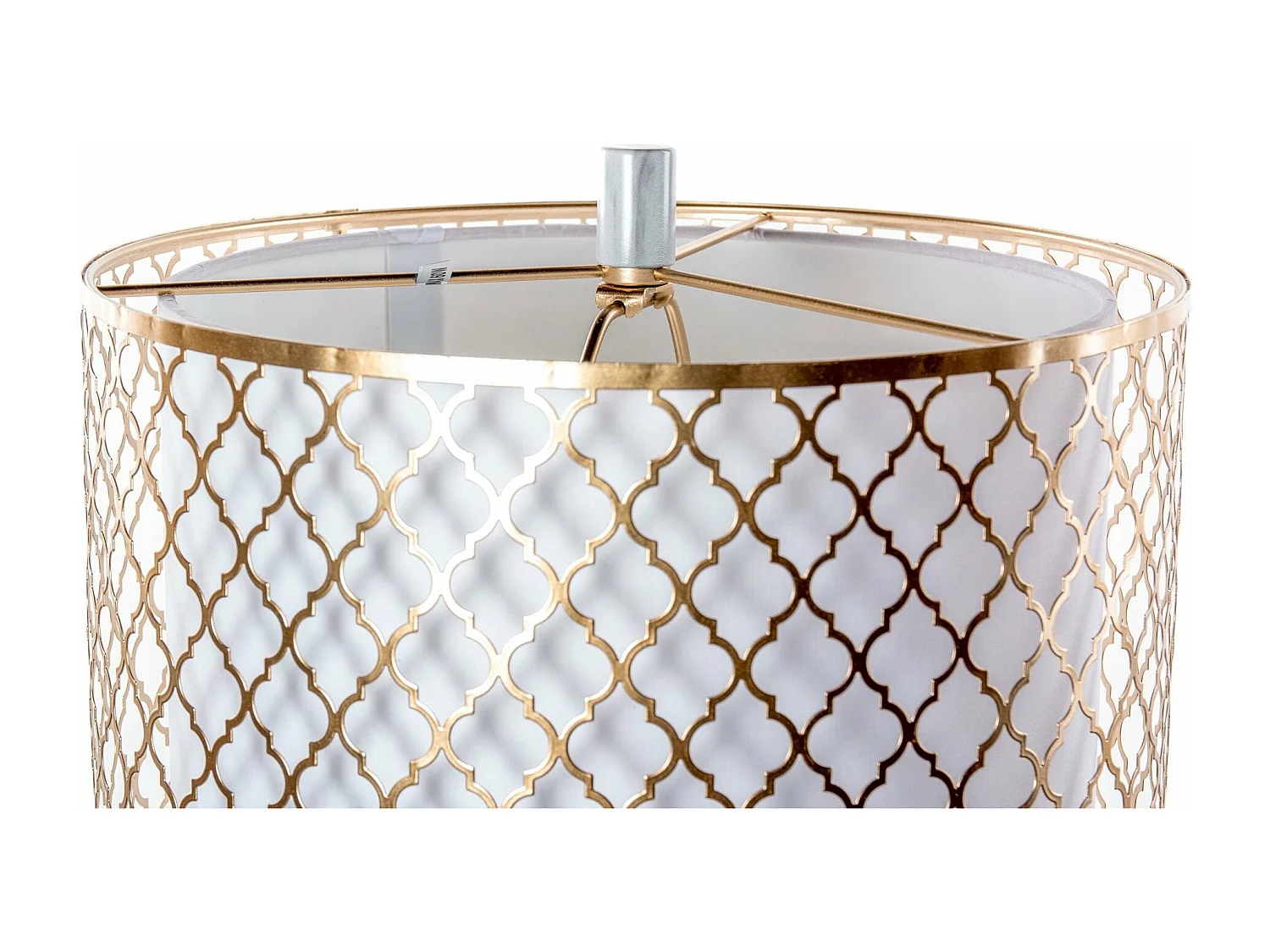 Lampara Sobremesa Metal Dorada-blanca 35x35x60 Cm