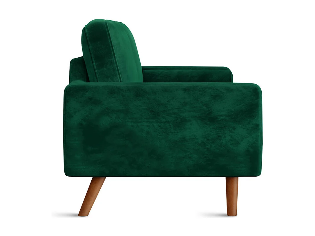 Canapé droit en Velours vert et bois massif - 3 places - charge max 300kg - 176x78x85cm