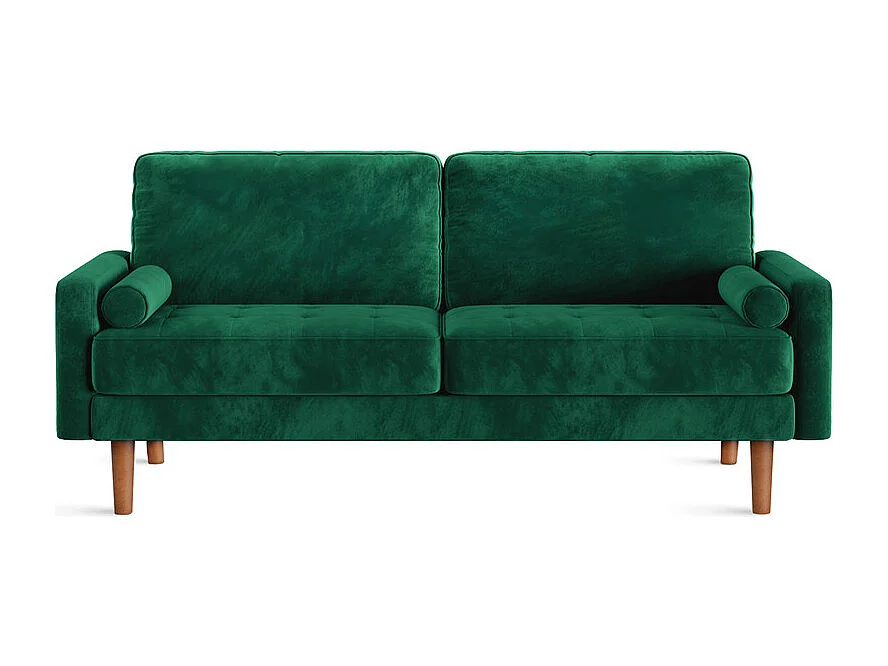 Canapé droit en Velours vert et bois massif - 3 places - charge max 300kg - 176x78x85cm