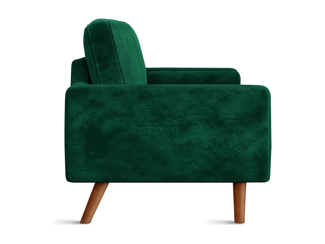 Canapé droit en Velours vert et bois massif - 3 places - charge max 300kg - 176x78x85cm