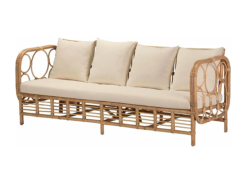 Sofá Mimbre Con Cojines 193x73x77 Cm