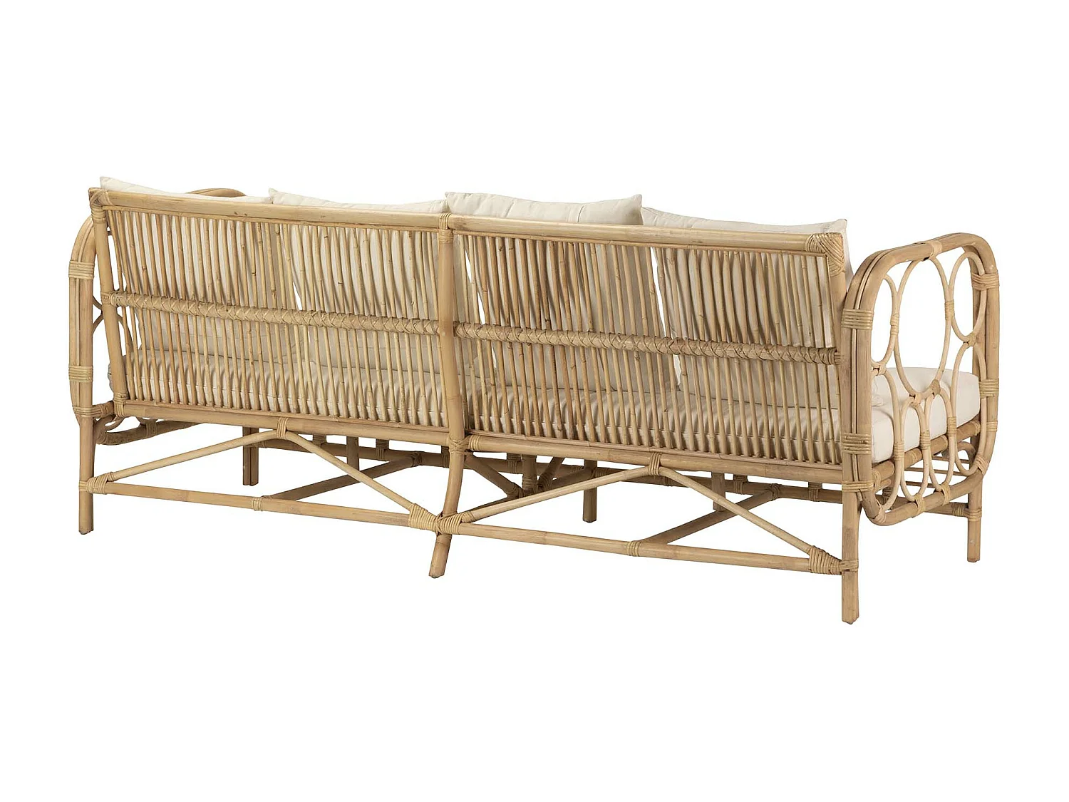 Sofá Mimbre Con Cojines 193x73x77 Cm