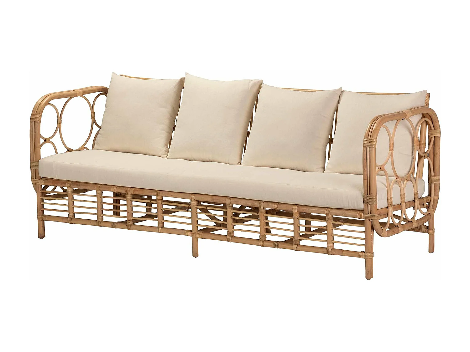 Sofá Mimbre Con Cojines 193x73x77 Cm