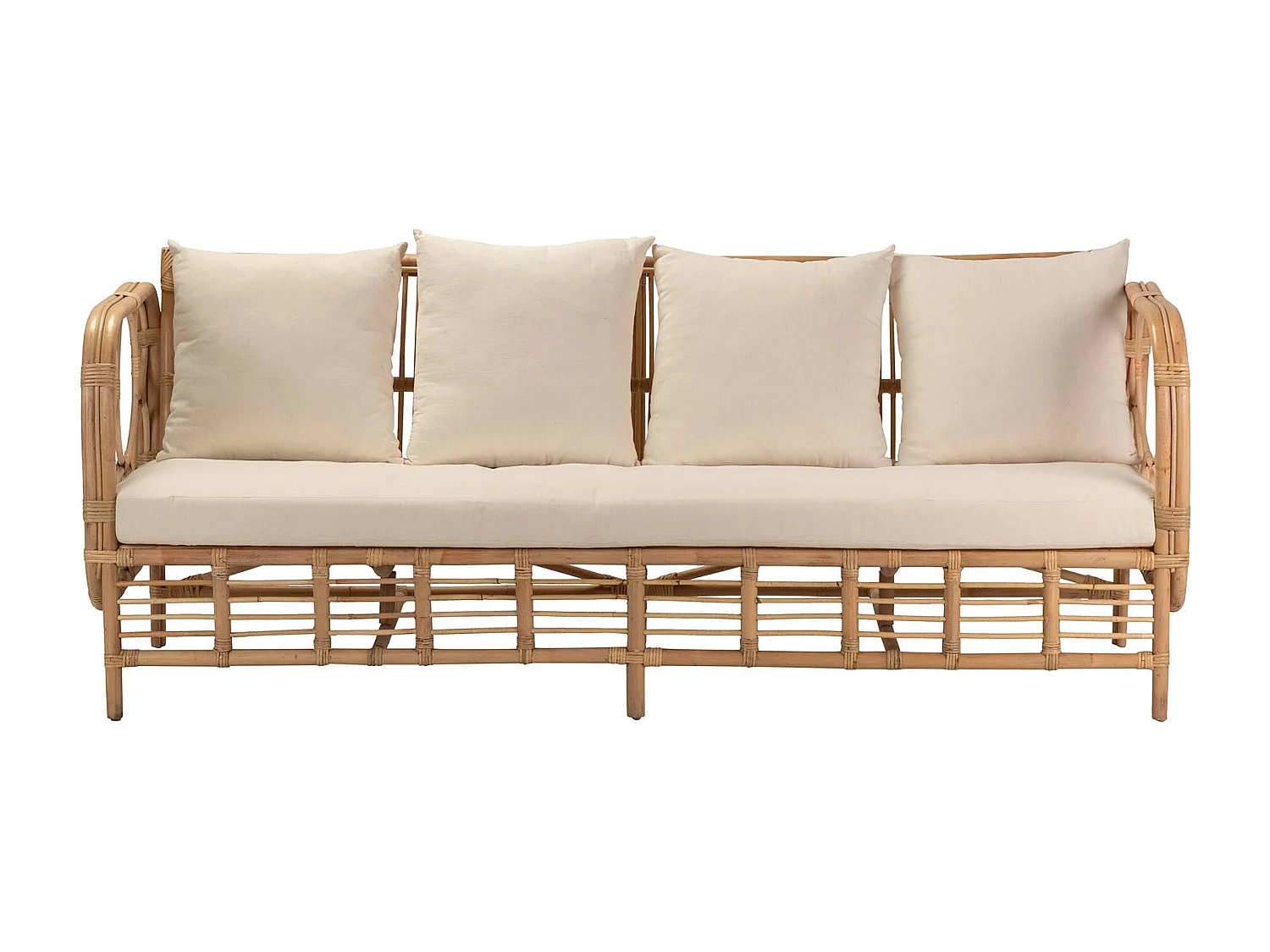 Sofá Mimbre Con Cojines 193x73x77 Cm