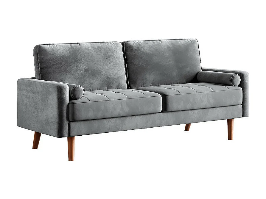 Grauer Samt und Massivholz -Samtsofa - 3 Plätze - maximal 300 kg - 176x78x85 cm