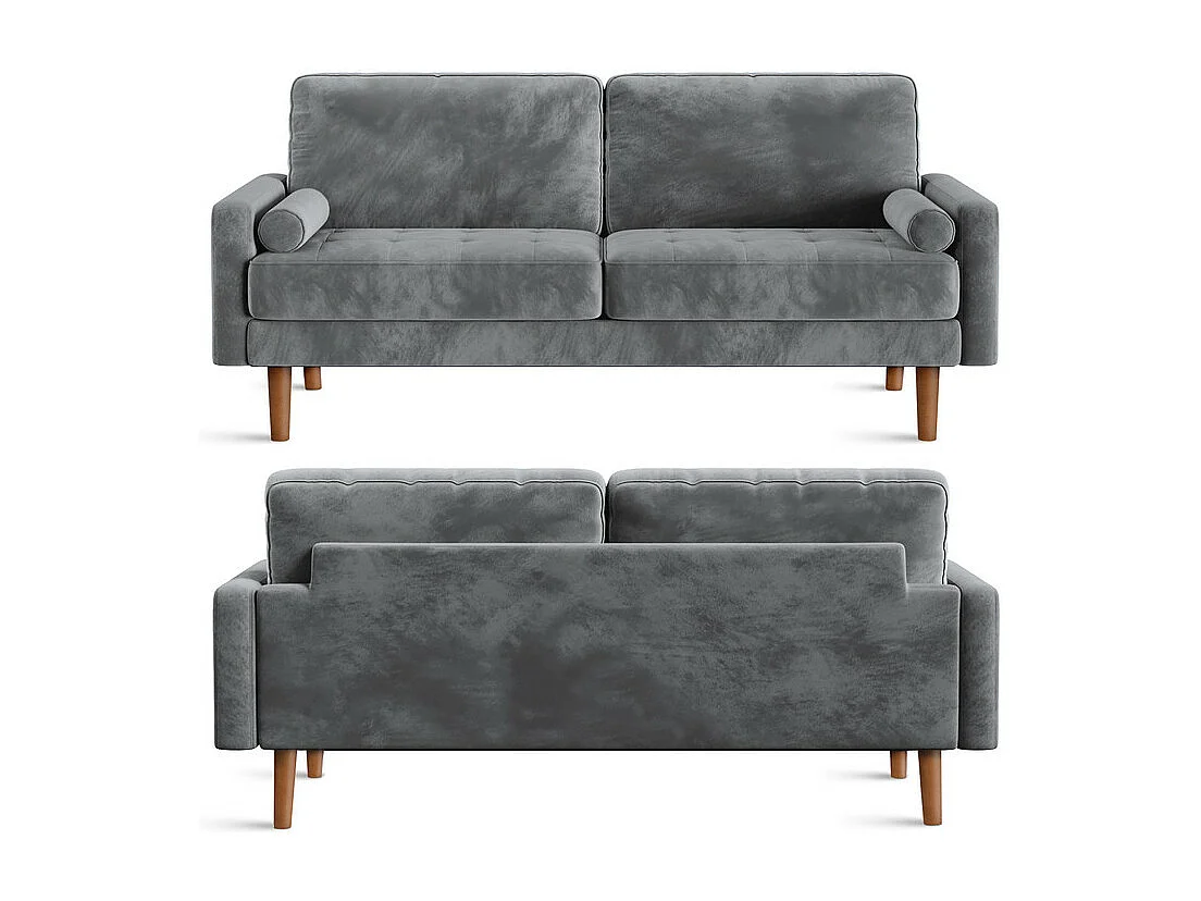 Grauer Samt und Massivholz -Samtsofa - 3 Plätze - maximal 300 kg - 176x78x85 cm