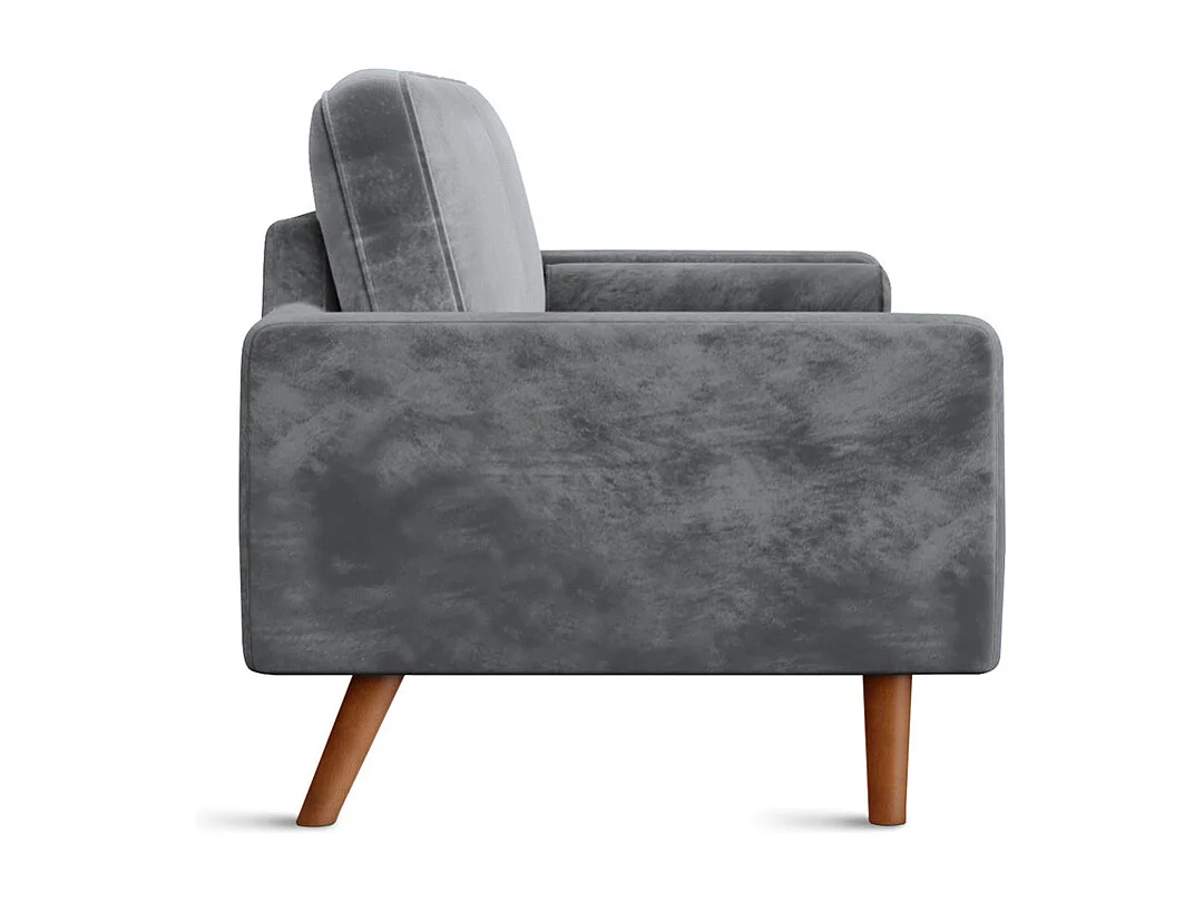 Canapé droit en Velours gris et bois massif - 3 places - charge max 300kg - 176x78x85cm