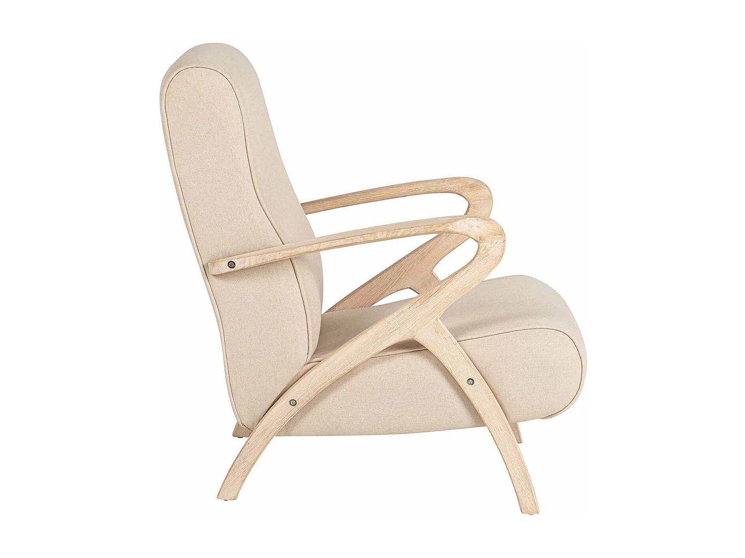 Butaca Madera Vintage Lino Beige 72x80x85cm