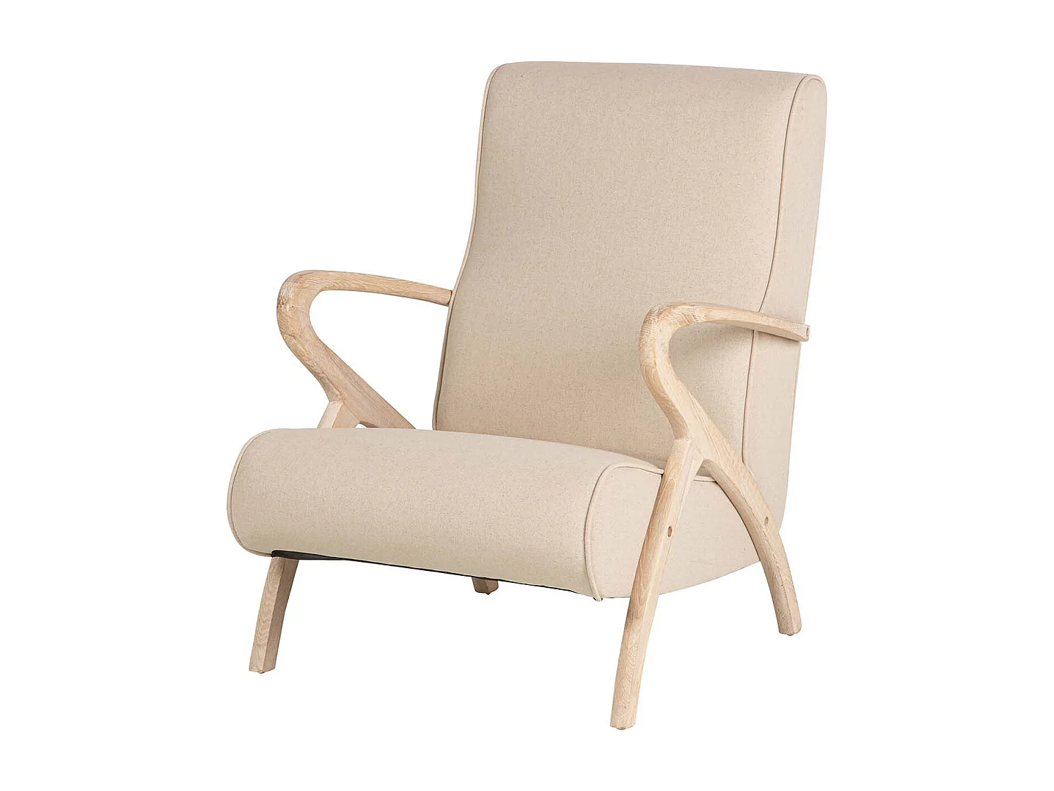 Butaca Madera Vintage Lino Beige 72x80x85cm