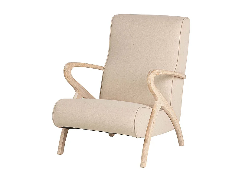 Butaca Madera Vintage Lino Beige 72x80x85cm