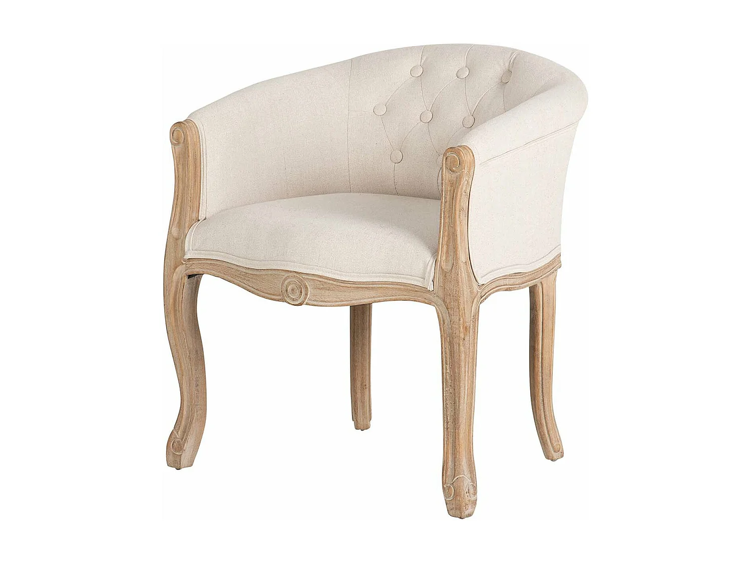 Butaca Lino Beige Capitone Madera 61x61x71 Cm