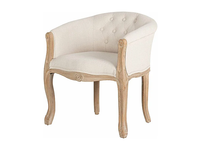 Butaca Lino Beige Capitone Madera 61x61x71 Cm