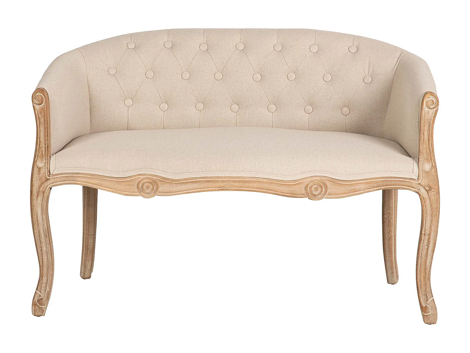 Butaca Doble Beige Capitoné Madera 107x61x71 Cm