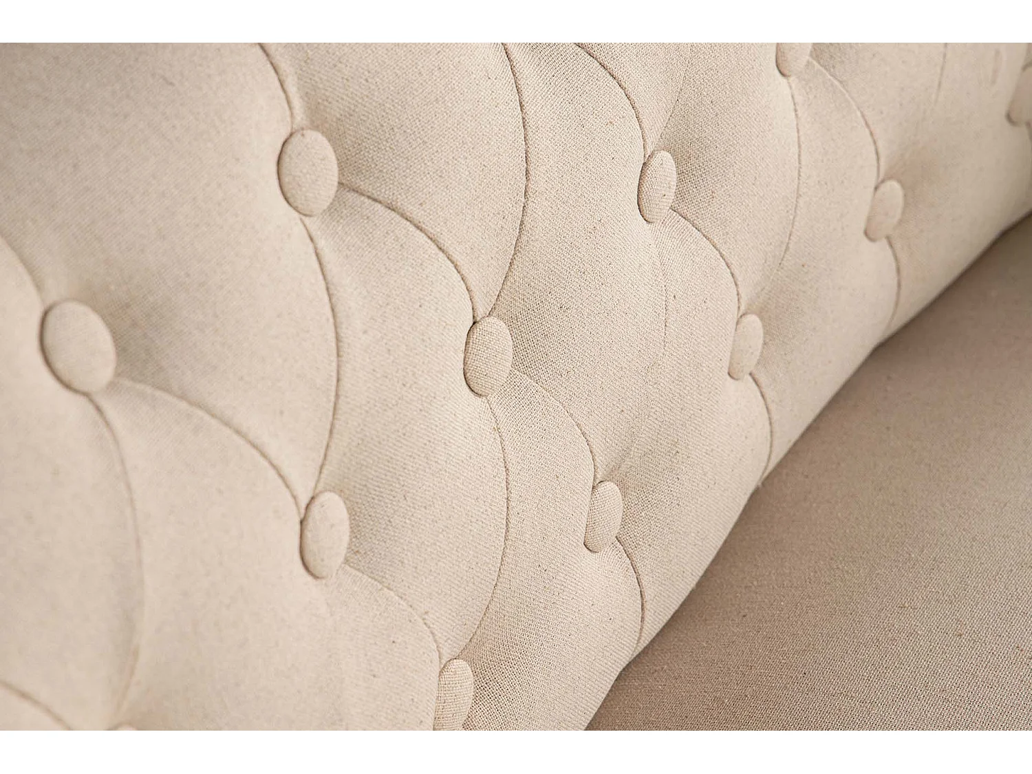 Butaca Doble Beige Capitoné Madera 107x61x71 Cm