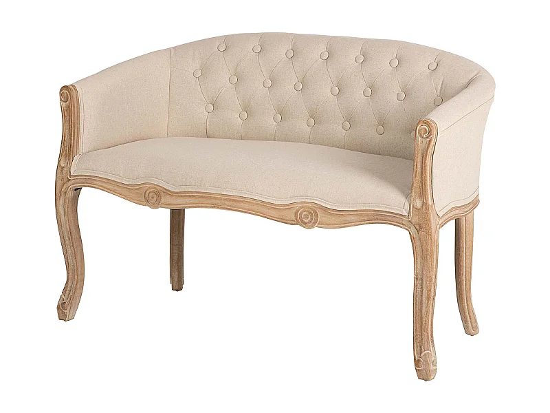 Butaca Doble Beige Capitoné Madera 107x61x71 Cm