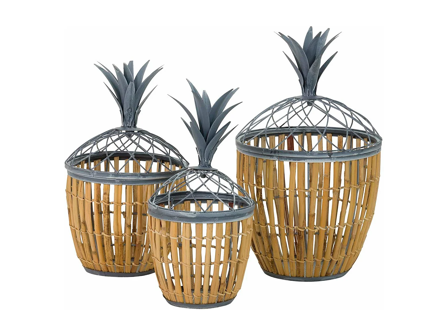 Set3 Cestas Metal 31x31x54 26x26x48 22x22x43 Cm