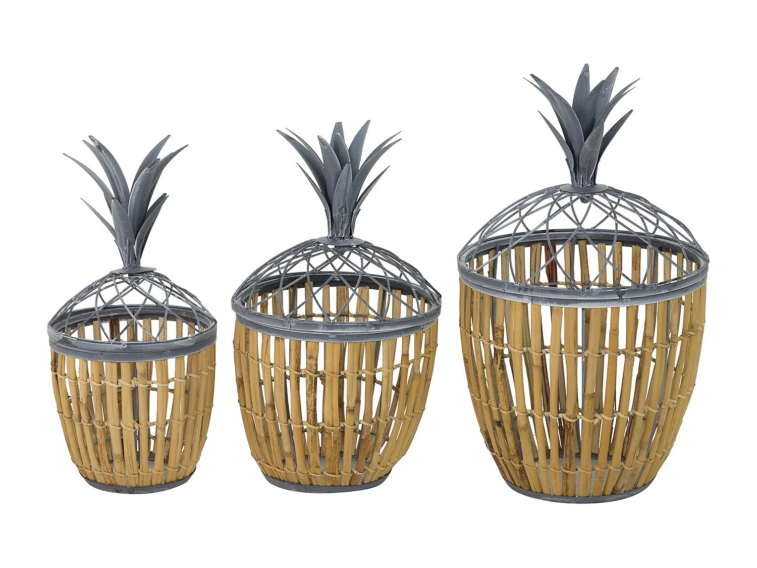 Set3 Cestas Metal 31x31x54 26x26x48 22x22x43 Cm