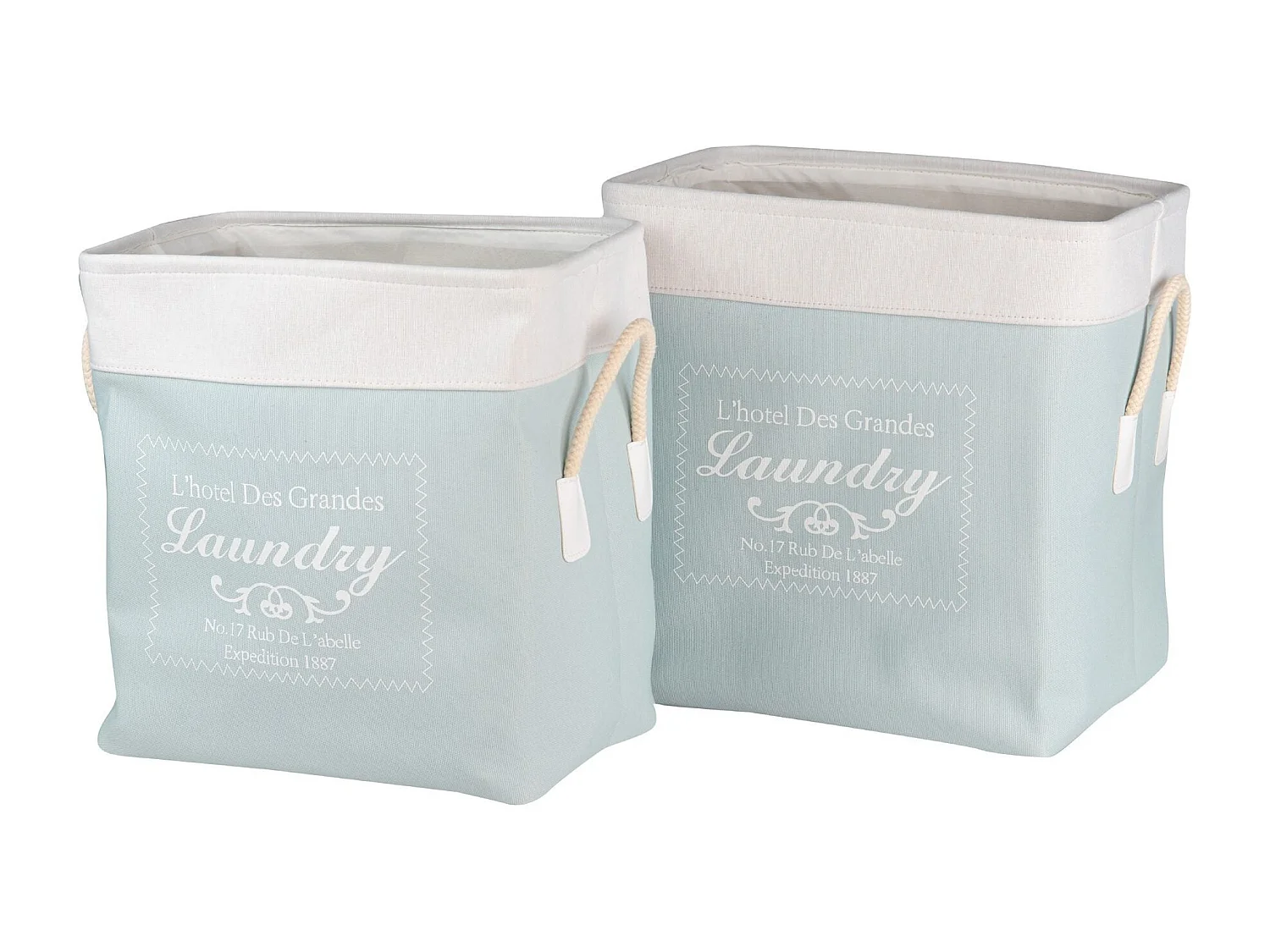 Set 2 Cestos Poliet/yute/algd.40x30x41/37x27x38 Cm