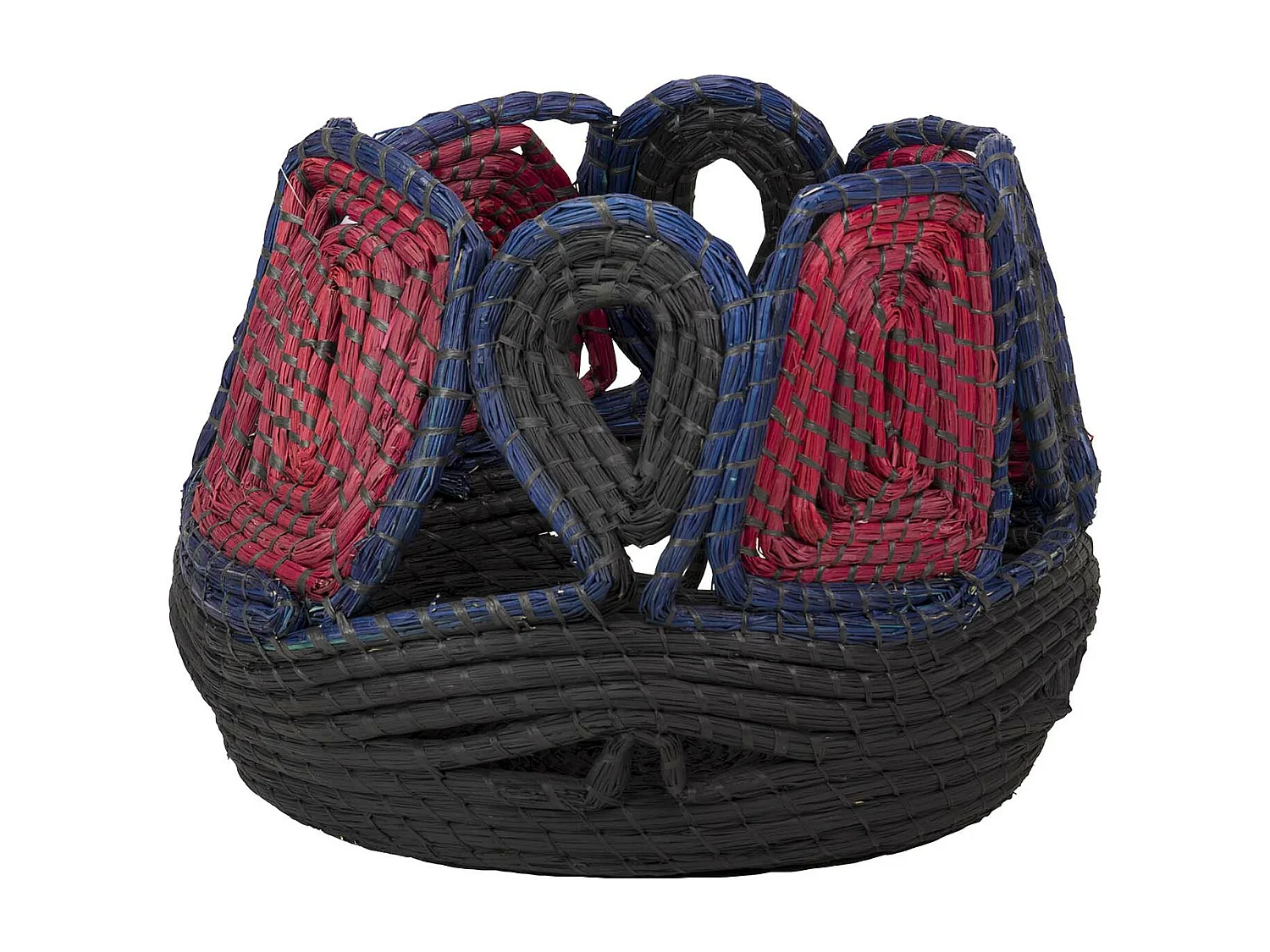 Cesto Fibra Natural Negro Rojo 46x46x36 Cm