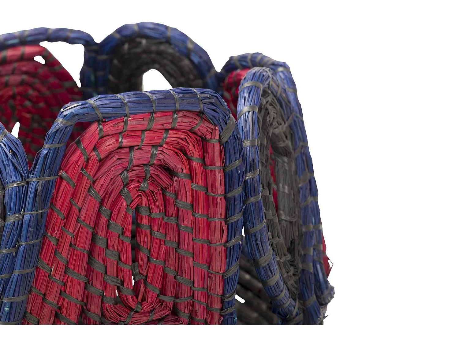 Cesto Fibra Natural Negro Rojo 46x46x36 Cm