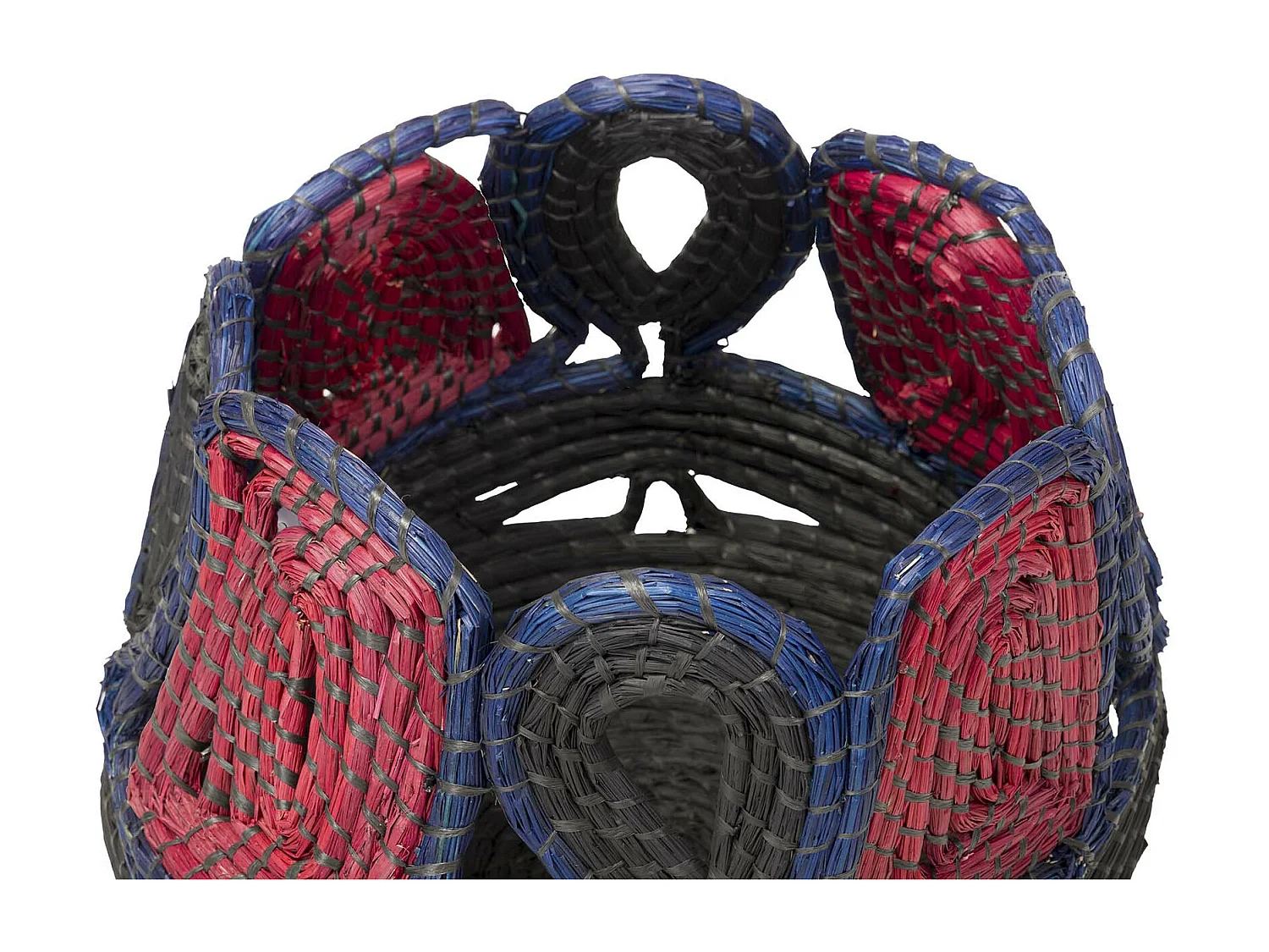 Cesto Fibra Natural Negro Rojo 46x46x36 Cm