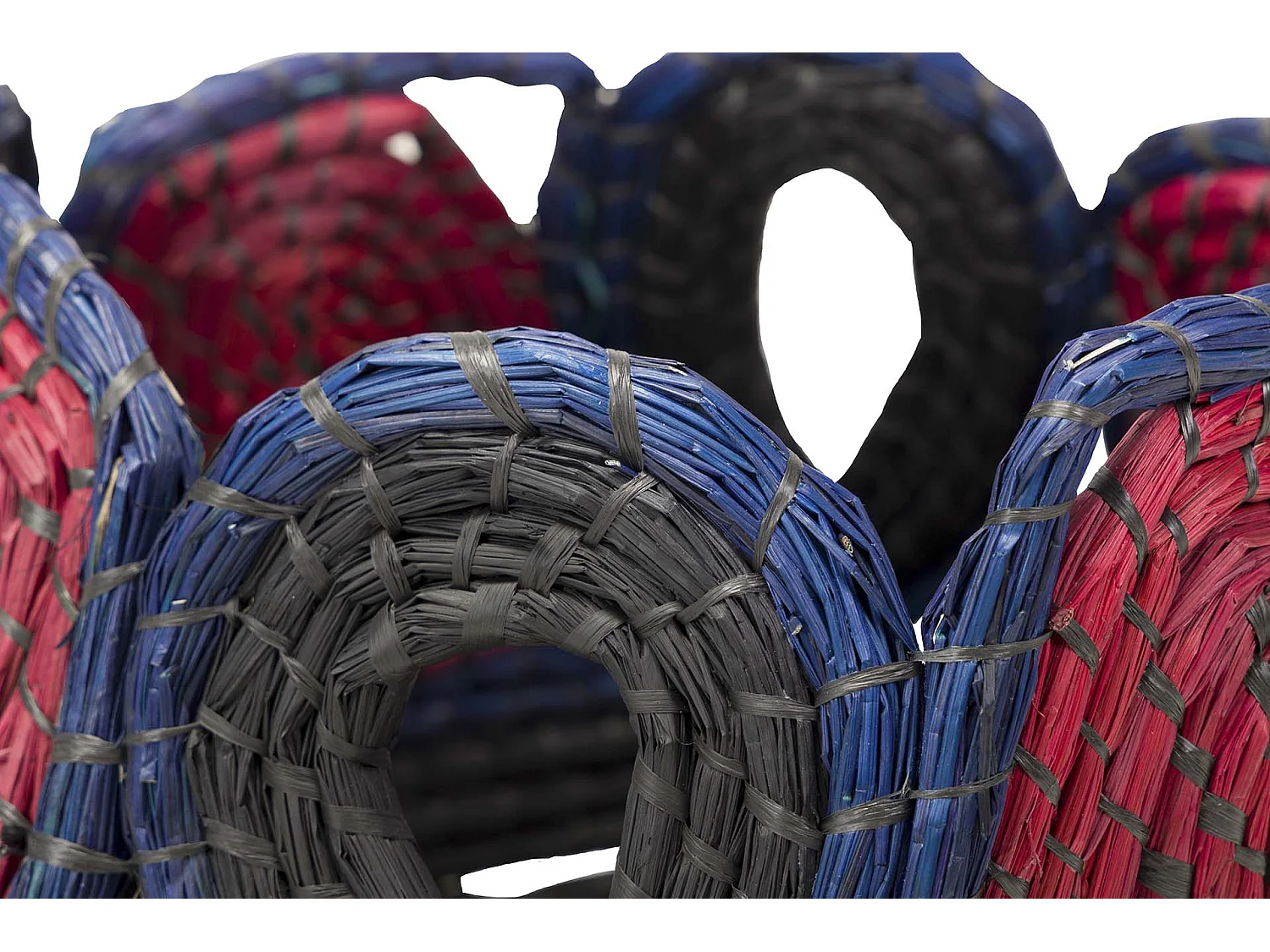 Cesto Fibra Natural Negro Rojo 46x46x36 Cm