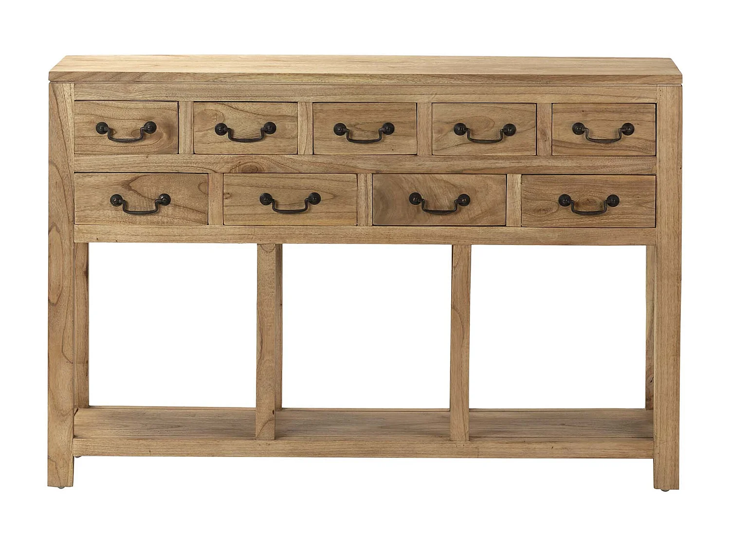 Aparador Madera Natural 9 Cajones 120x30x80 Cm