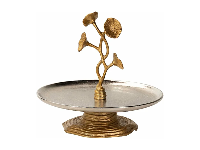 Centro Aluminio Plateado Y Dorado 28x28x28 Cm