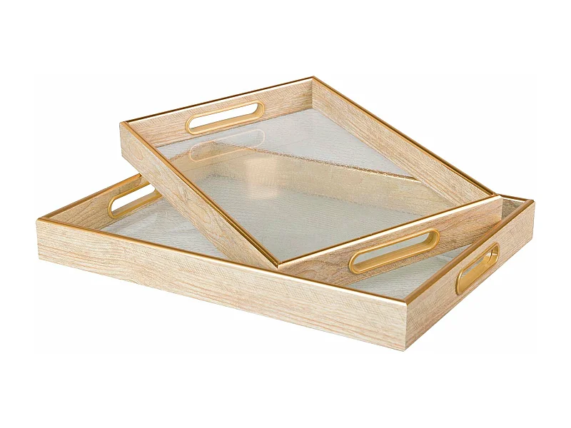 Set 2 Bandejas Cristal Pu 40x30x5 35x25x5 Cm