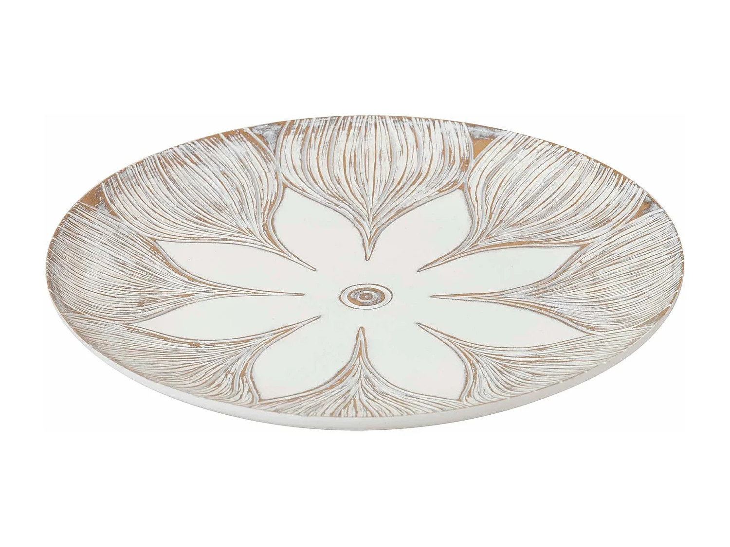 Centro Resina Blanco Marron 36x36x5 Cm