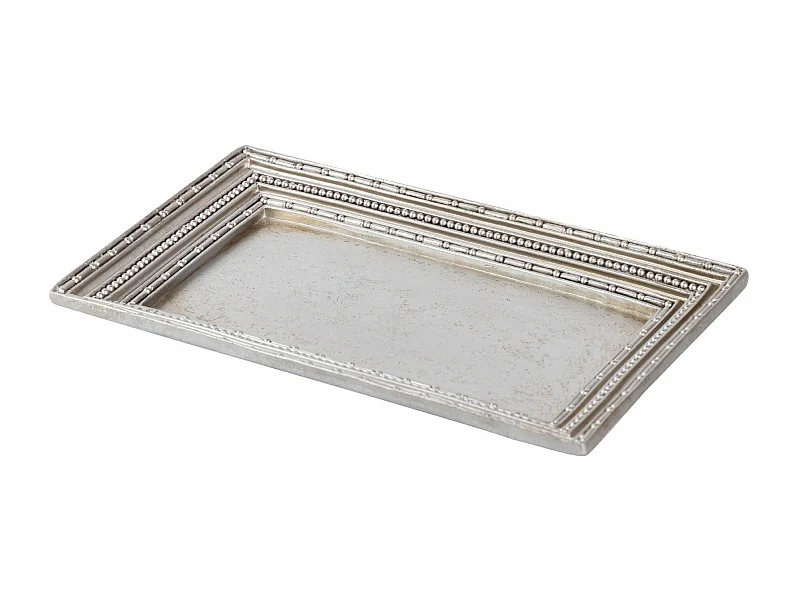 Bandeja Resina Plateada 25x14,5x2,5 Cm
