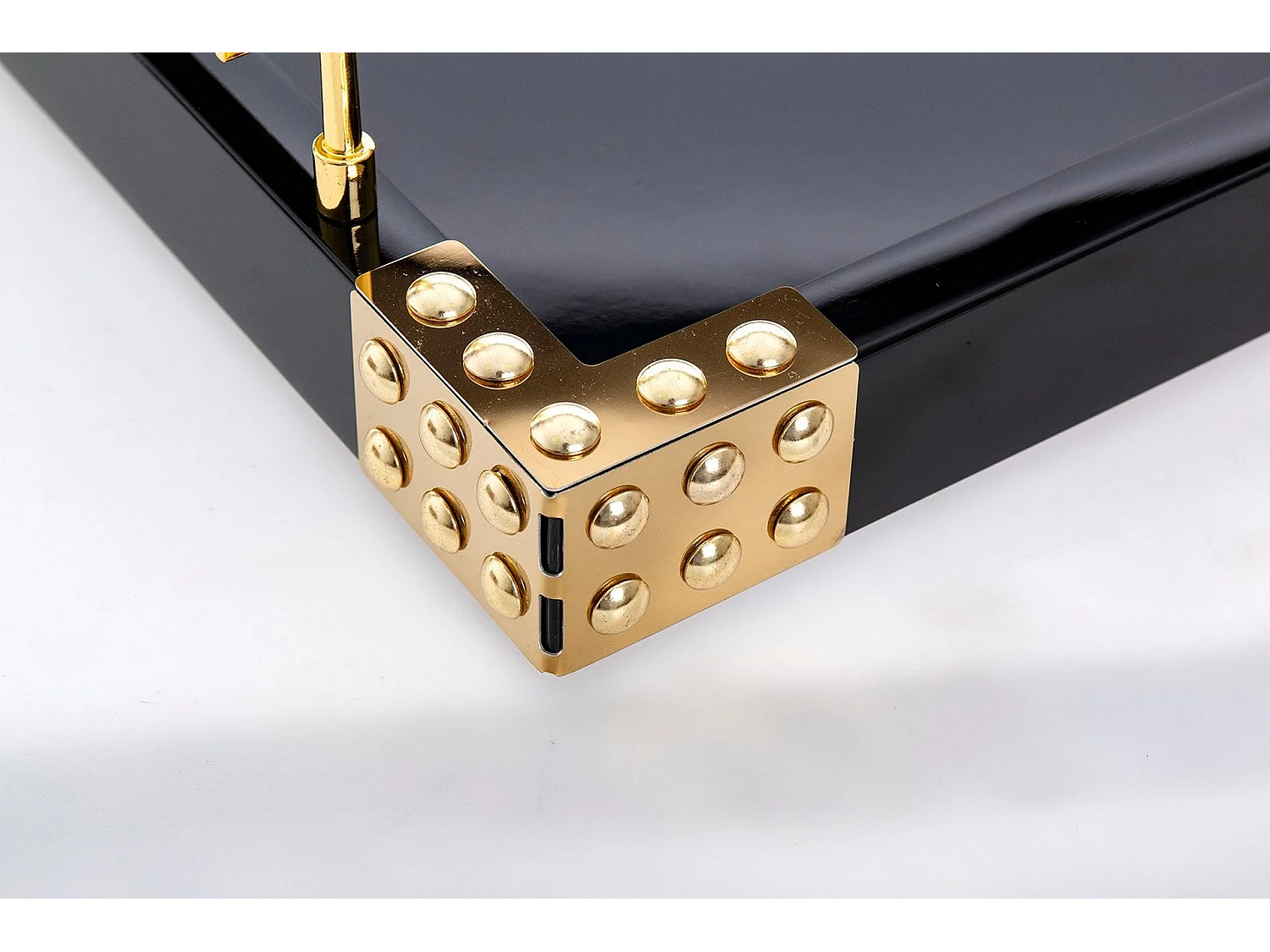 Bandeja Mdf Agata Negra Dorada 45x31x8 Cm