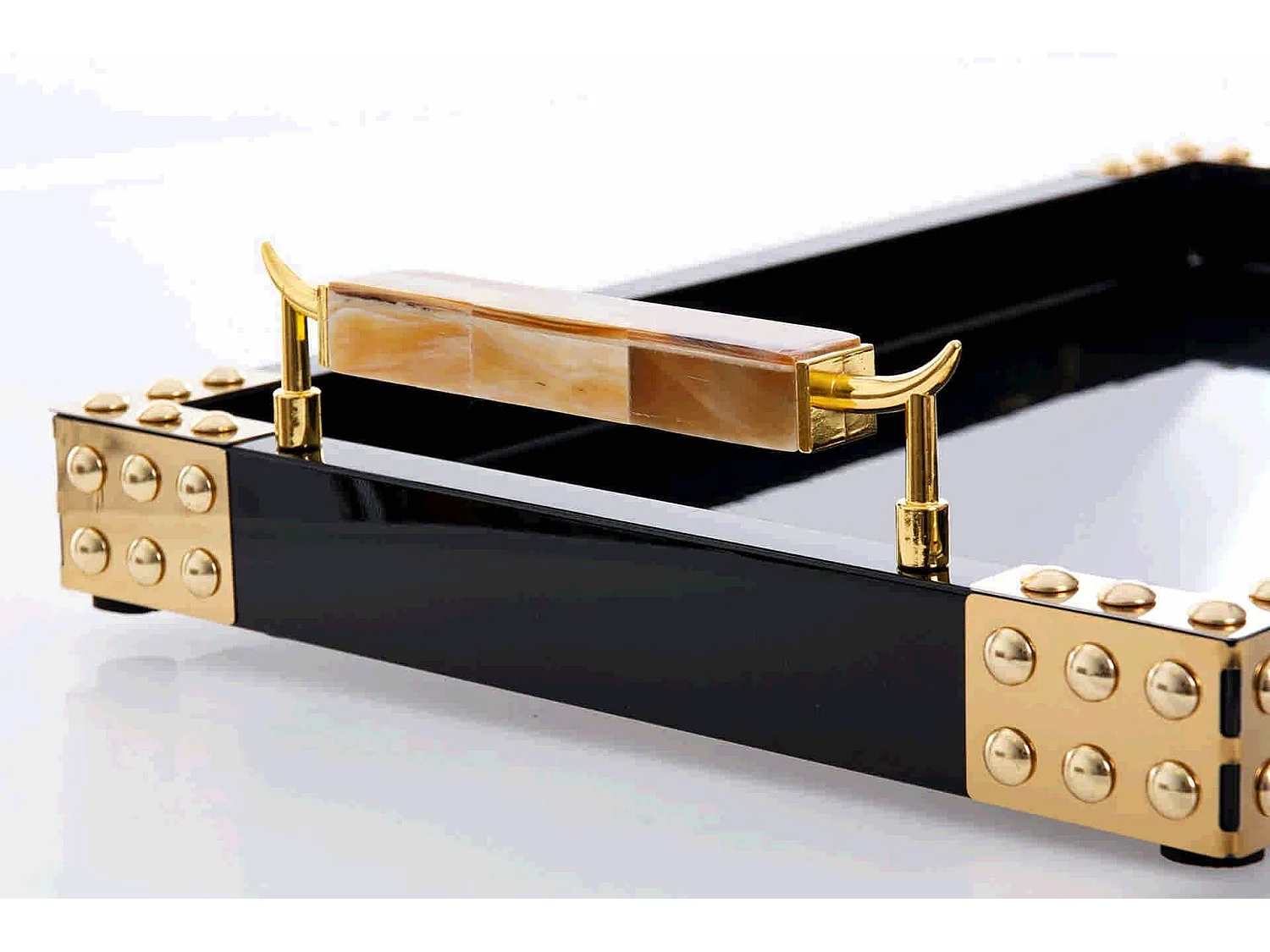 Bandeja Mdf Agata Negra Dorada 45x31x8 Cm