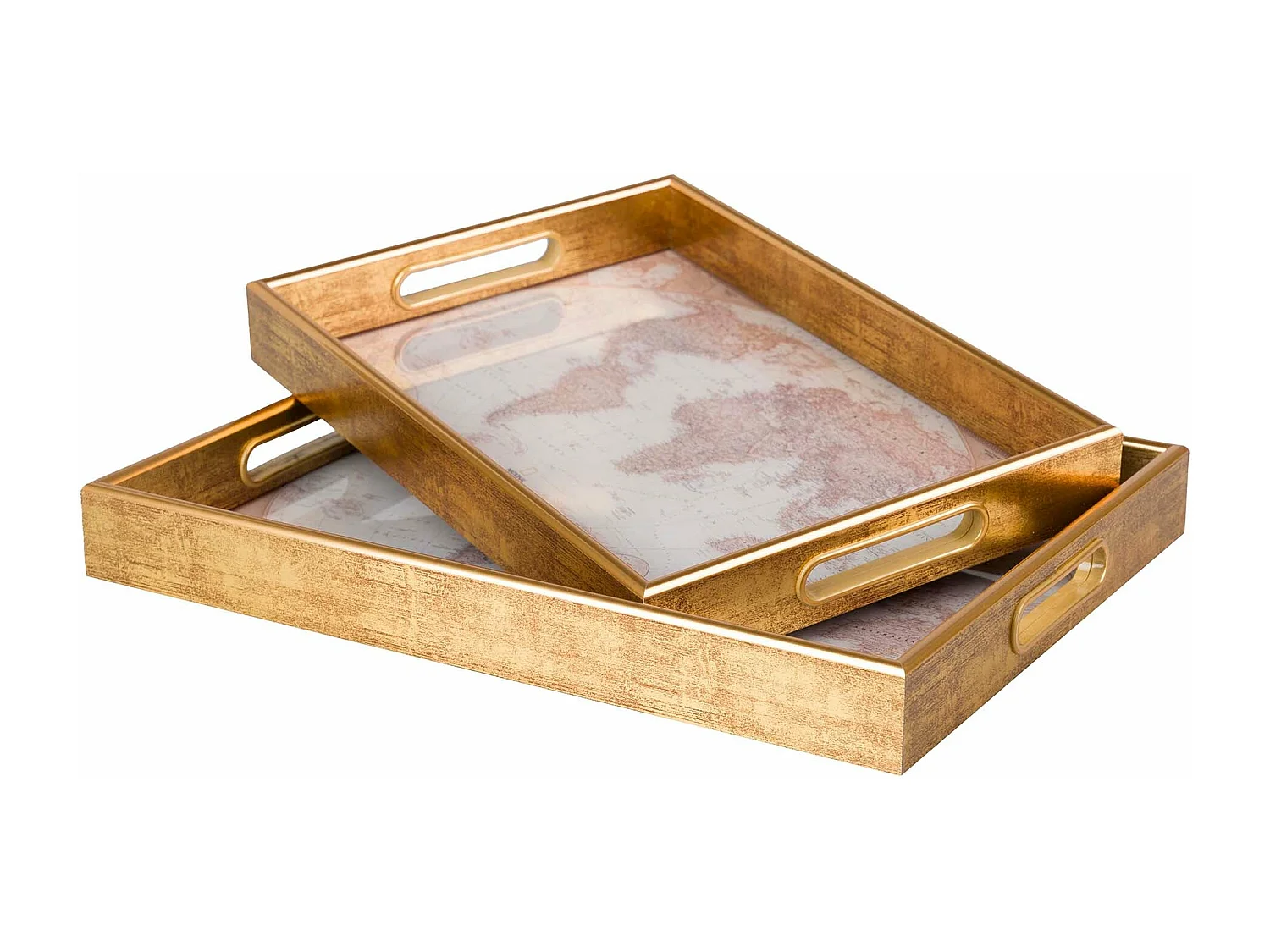 Set 2 Bandejas Cristal Pu 40x30x5 35x25x5 Cm