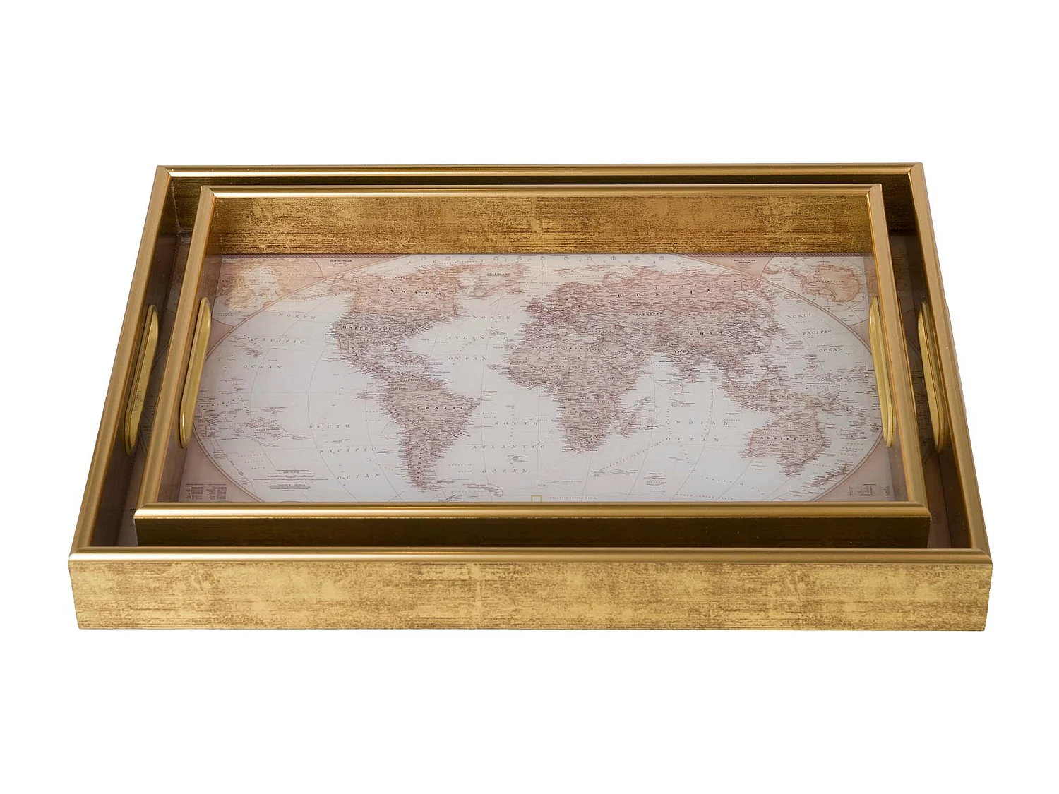 Set 2 Bandejas Cristal Pu 40x30x5 35x25x5 Cm