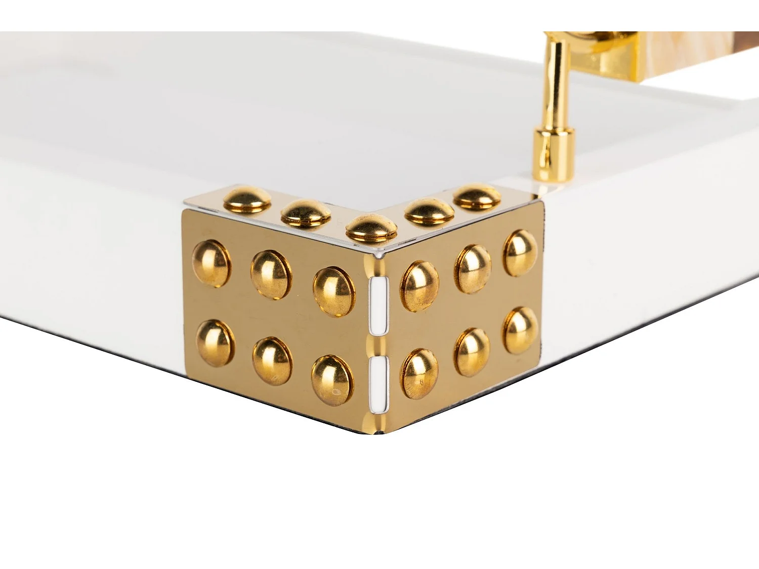 Bandeja Mdf Agata  Blanca Dorada 45x31x8 Cm