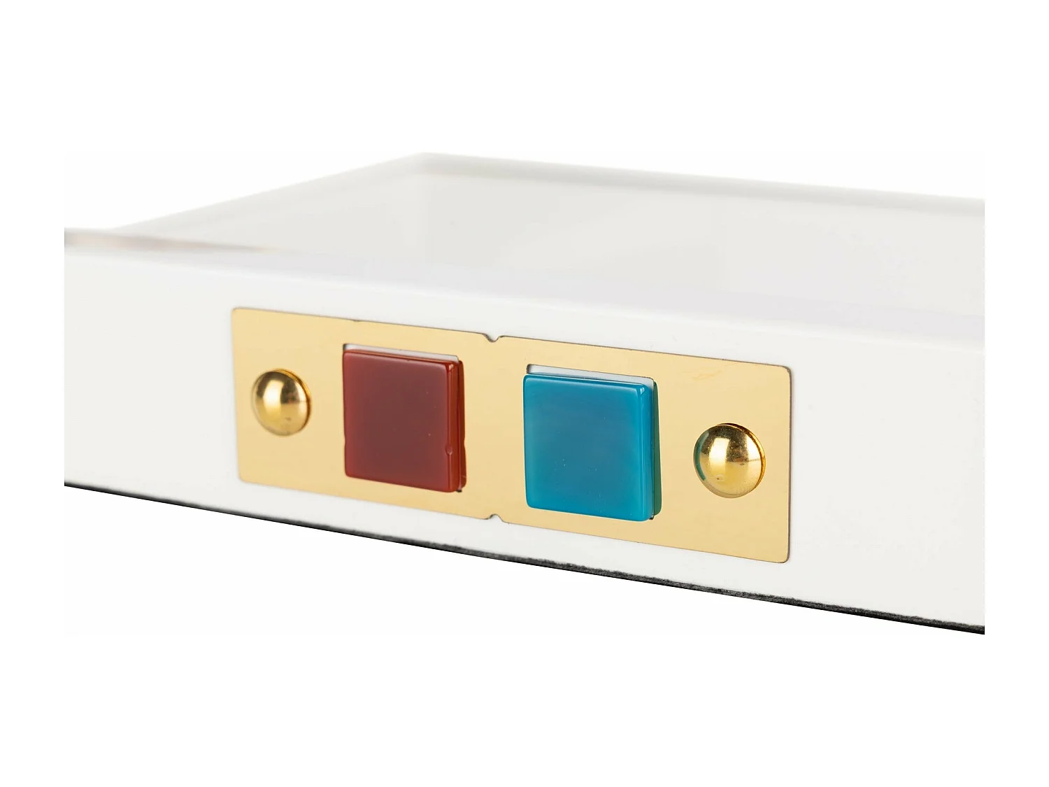 Bandeja Mdf Agata  Blanca Dorada 45x31x8 Cm