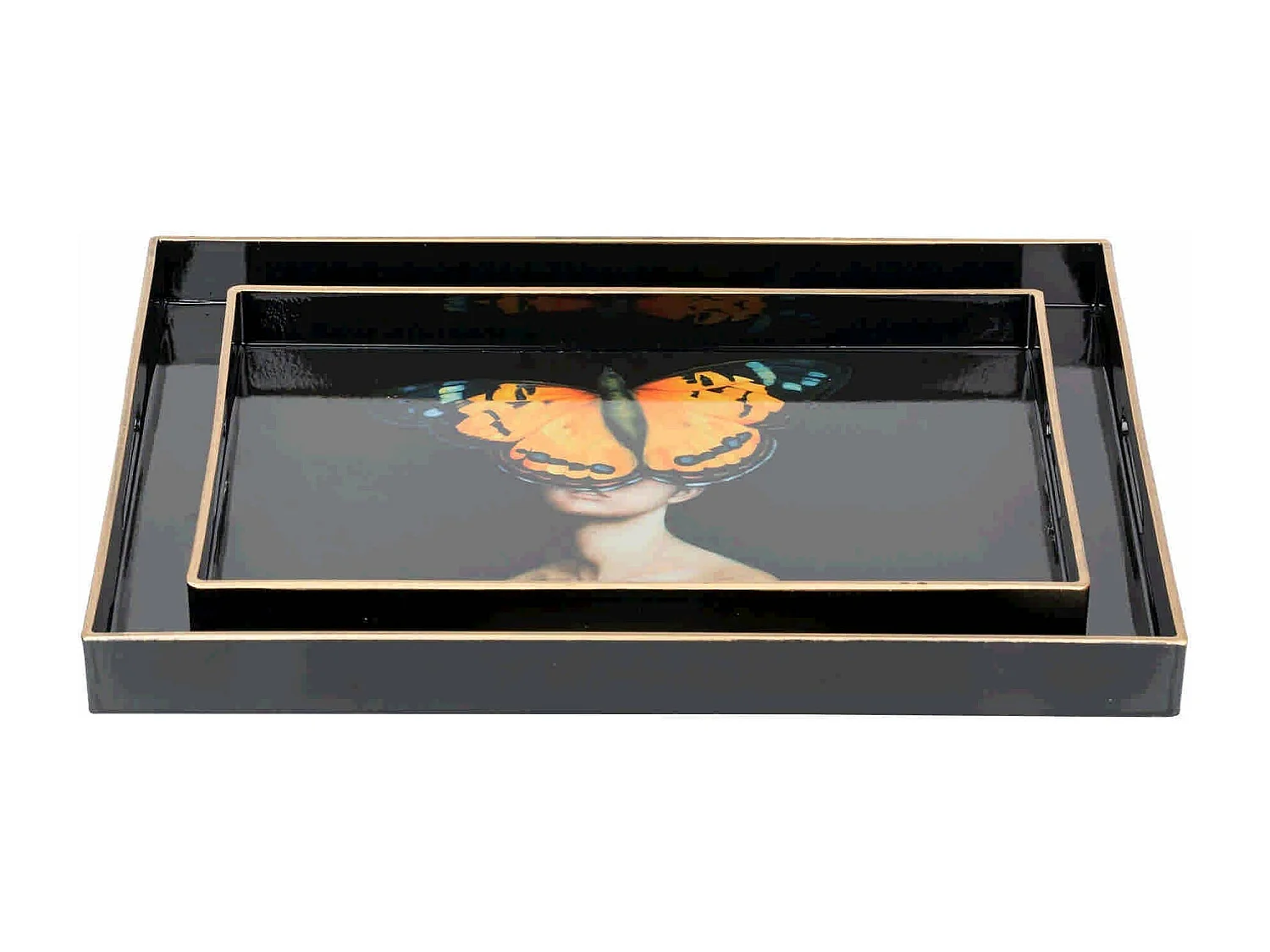 Set 2 Bandejas Retrato 48x35x4/40x26x4 Cm