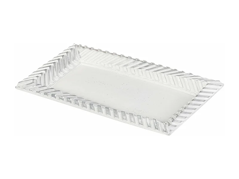 Bandeja Resina Plateada Blanca 25x15x2 Cm