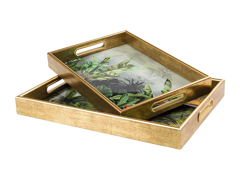 Set 2 Bandejas Cristal Pu 40x30x5 35x25x5 Cm