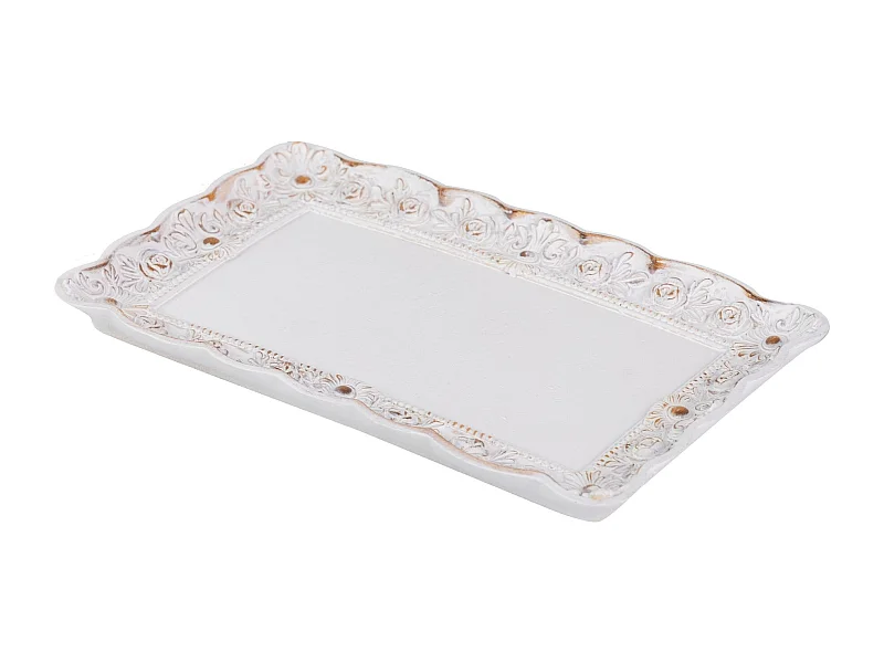 Bandeja Resina Blanco 25x14,5x2,5 Cm