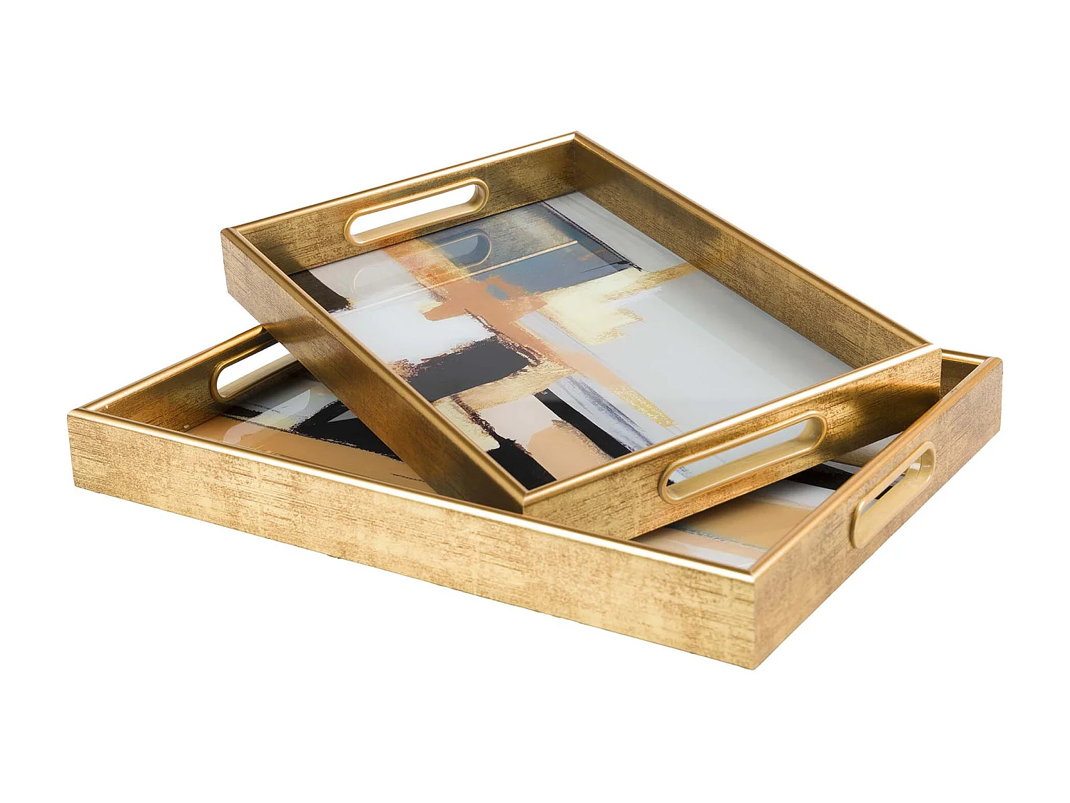 Set 2 Bandejas Cristal Pu 40x30x5 35x25x5 Cm