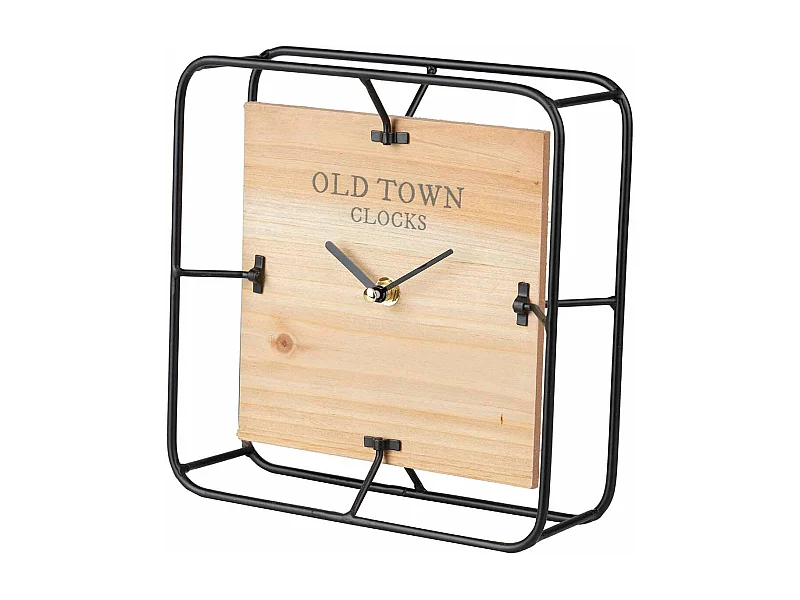 Reloj Sobremesa Metal Madera 21,5x6,5x21,5 Cm