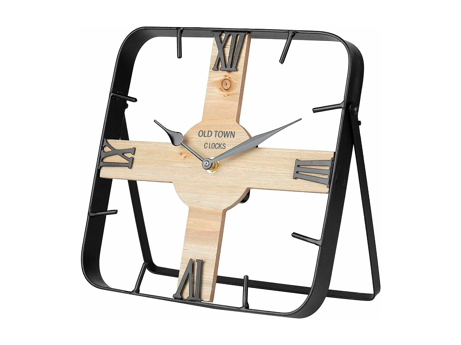 Reloj Sobremesa Metal Madera 23x2,5x23 Cm